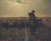 jean-francois millet Shepherdess with her flock (san17) china oil painting artist